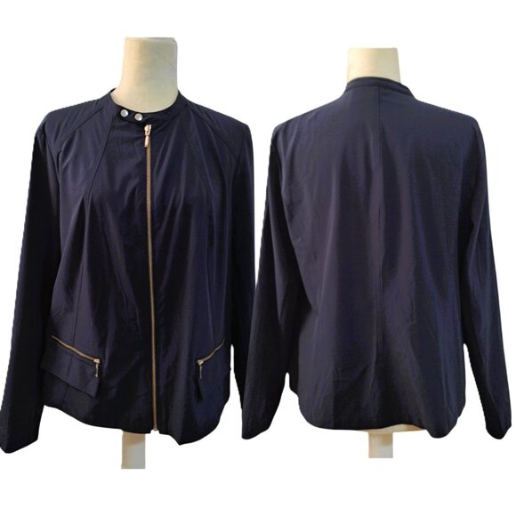 Chico's Zenergy Women's Soft Shell Full Zip Jacket Blue Long Sleeve top Sz 2 - Picture 2 of 8